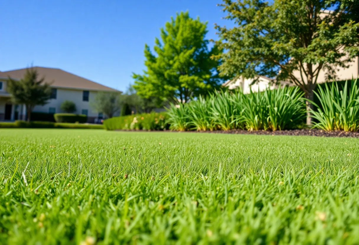 Beautiful eco-friendly lawn in Houston using native grasses and sustainable practices.