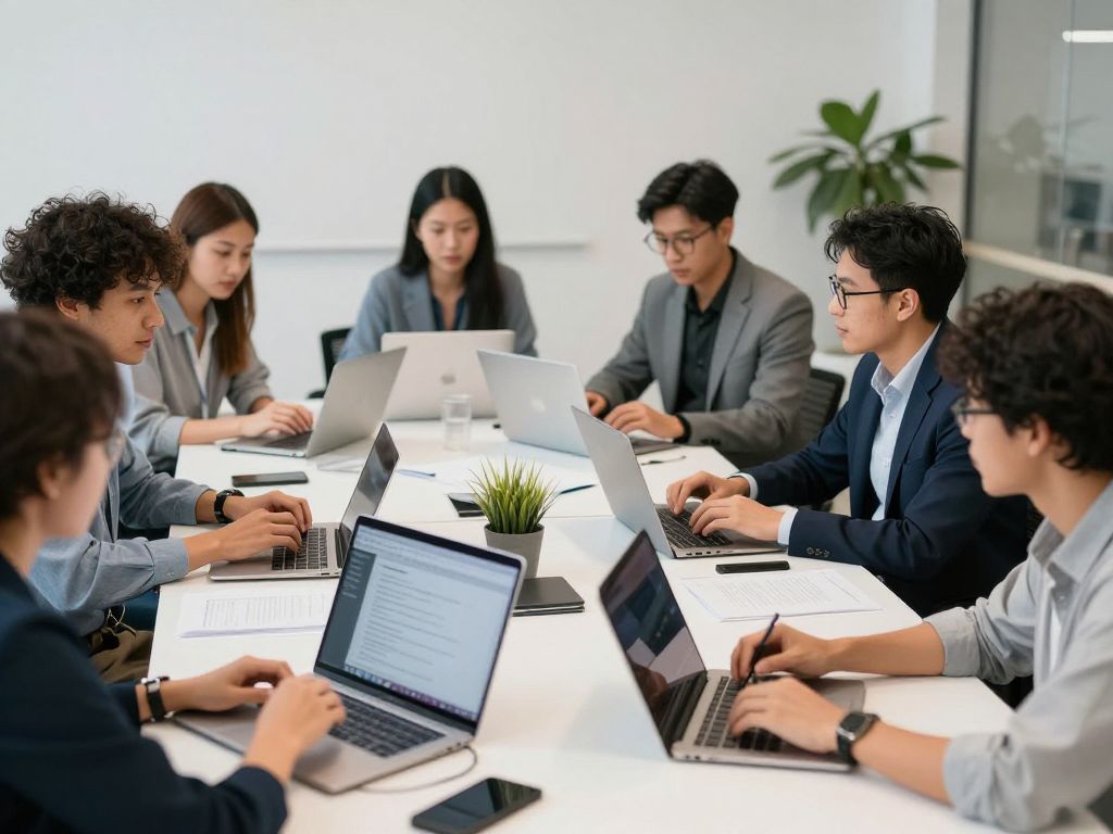 Entrepreneurs participating in an AI training workshop