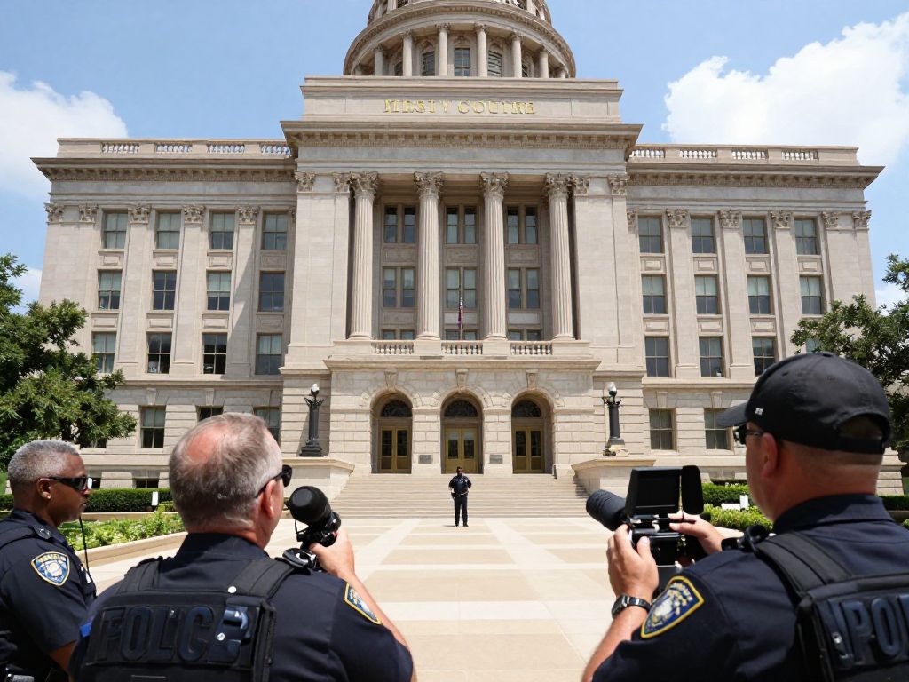 Exterior view of federal courthouse in Houston, Texas
