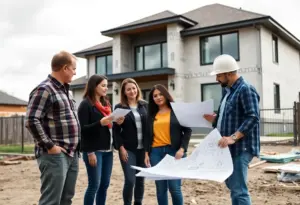 Family consulting with a builder in Houston