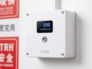 Modern fire alarm system installed in a commercial area