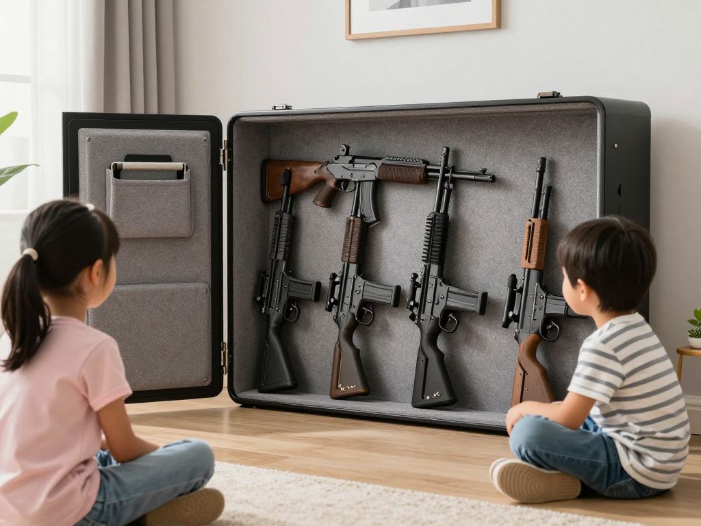 Image depicting a child-safe home with secured firearms