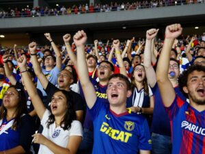 Crowd of football fans at NRG Stadium during the Texans Wild Card watch party.