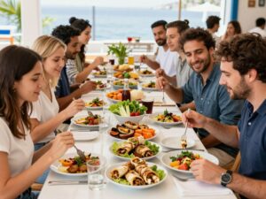 Gyro Hut restaurant with customers enjoying Mediterranean cuisine.