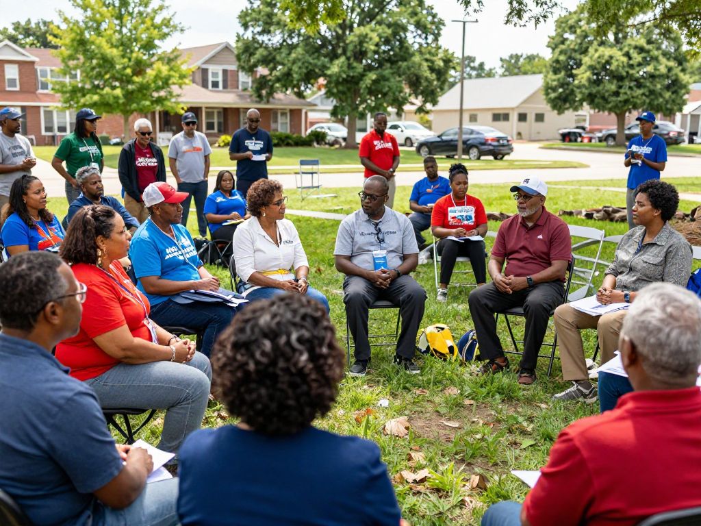 Residents of Harris County participating in community discussions