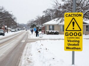 Snowy weather at Harris County early voting center