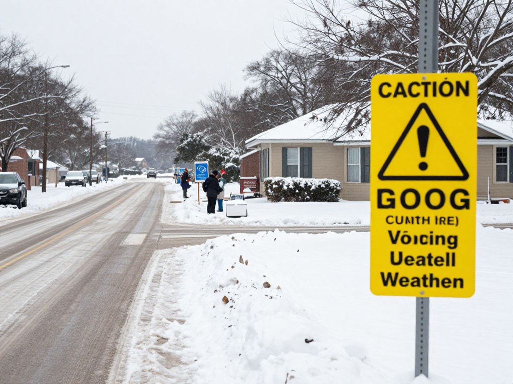 Snowy weather at Harris County early voting center