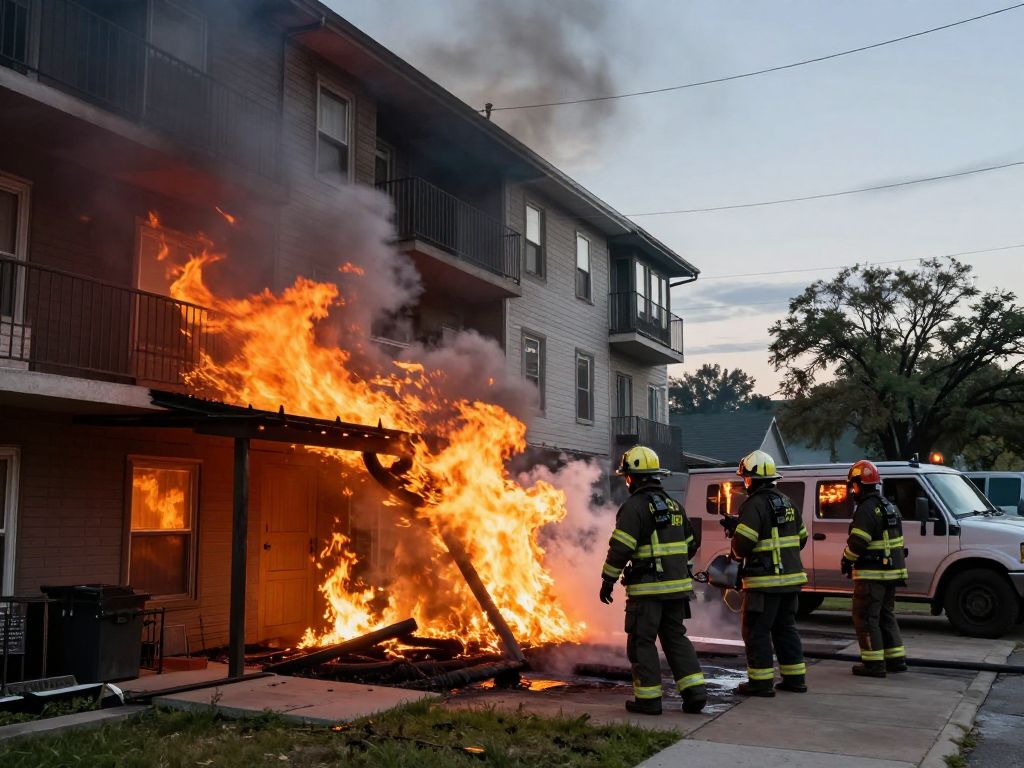 Firefighters battling flames at a Houston apartment fire