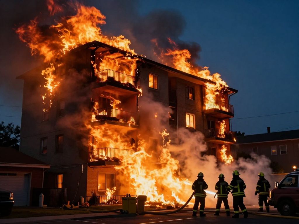 Firefighters battling an apartment fire in Houston