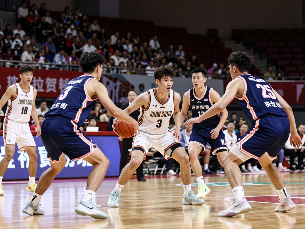 Players in a heated moments during a college basketball game
