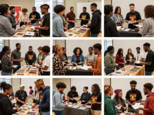 Community members celebrating Black History Month in Houston.
