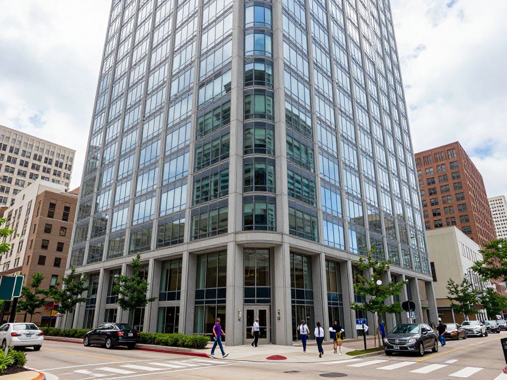 Modern office building in Houston's commercial district