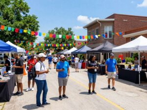 Community members celebrating at a local event in Houston.