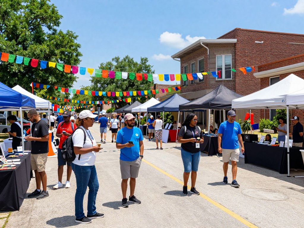Community members celebrating at a local event in Houston.