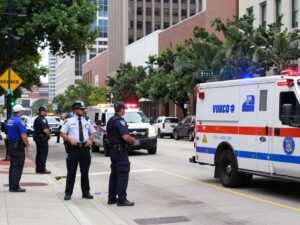 Houston police responding to a crime scene