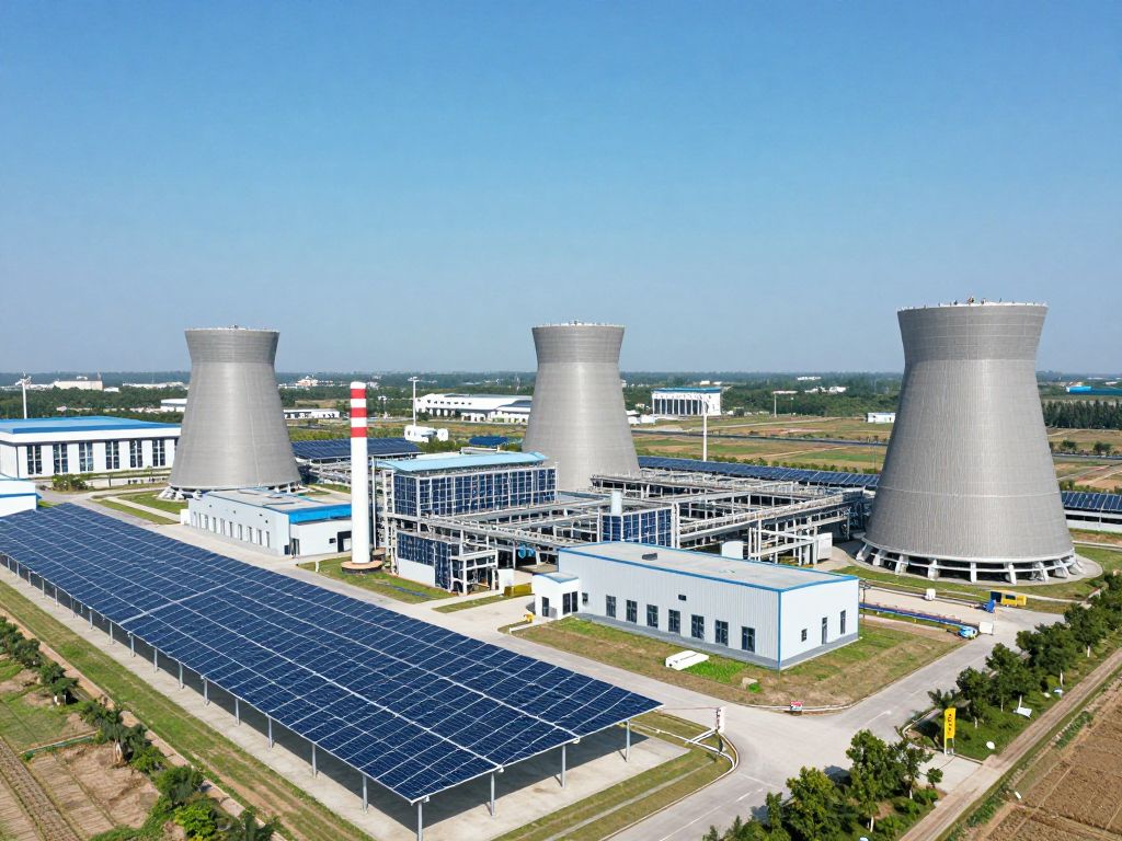 Modern energy facilities representing nuclear and geothermal capabilities