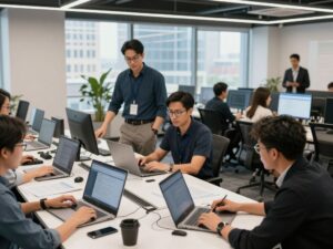 Houston entrepreneurs working together on lead generation strategies