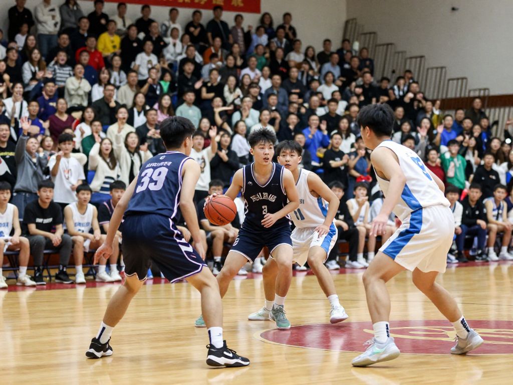 Houston High School basketball players in action celebrating a victory