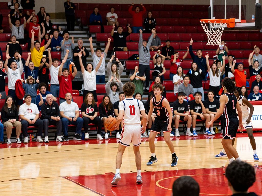 High school basketball players in action in Houston