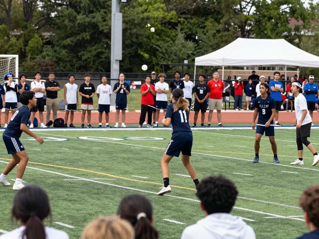 Students participating in athletics at a high school sports event in Houston.