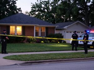 Police investigating a home invasion scene in northeast Houston