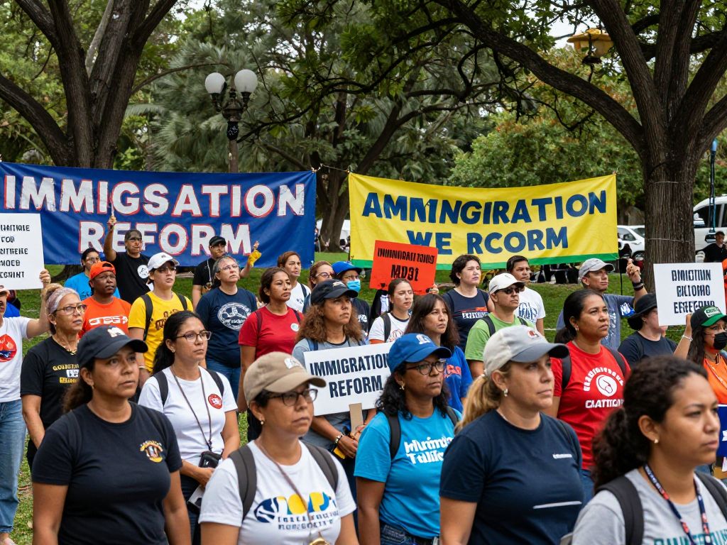 Community members at the Houston ICE Out protest holding signs