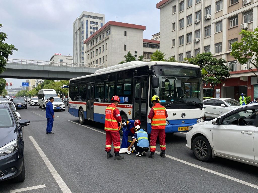 Emergency responders at the scene of a Houston METRO bus crash