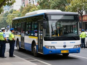 Houston METRO bus with police presence following a shooting incident