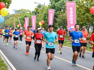 Participants running at the Houston race event