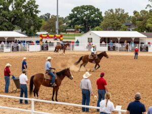 Volunteers assisting at the Houston Rodeo event.