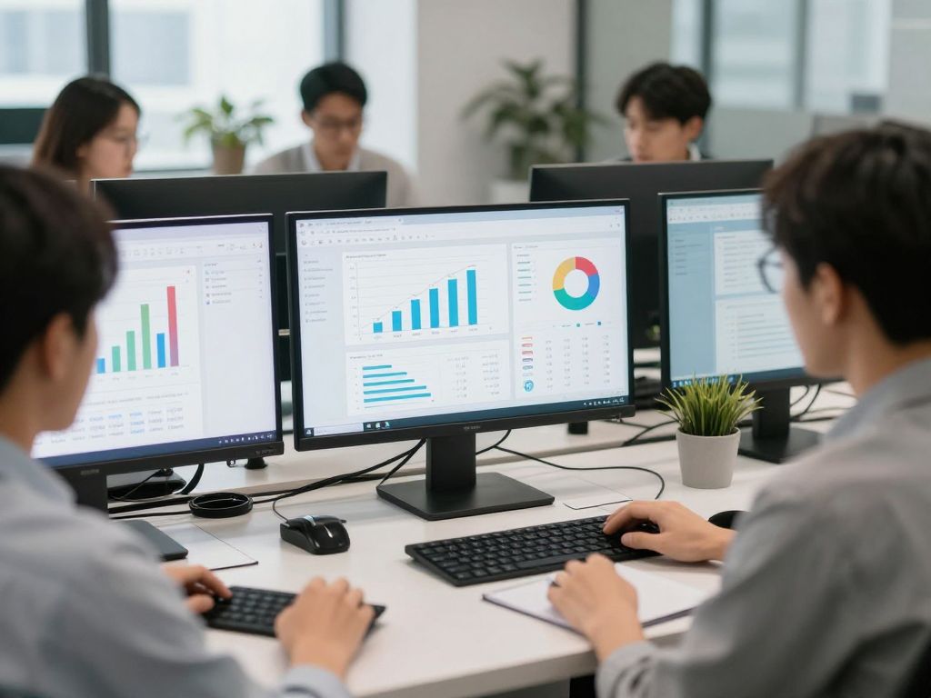 Team working on SEO strategies in a modern office