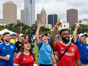 Crowd celebrating Houston summer events