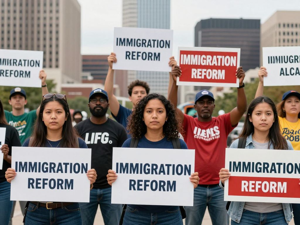 Demonstrators in Houston advocating for the No ICE movement