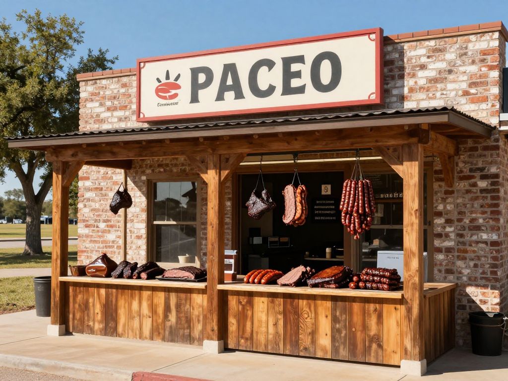 Exterior view of Junior's Smokehouse featuring smoked meats.