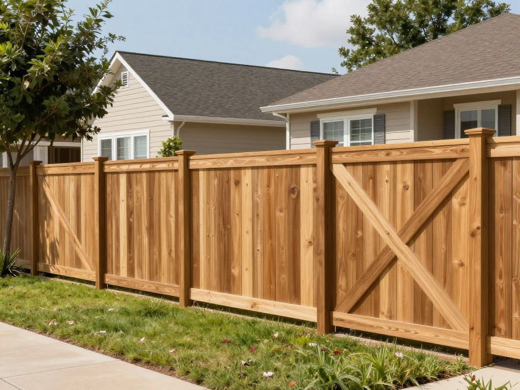 A beautiful wooden fence installed in a Houston neighborhood.