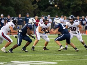 Katy High School football team showcasing teamwork during a game