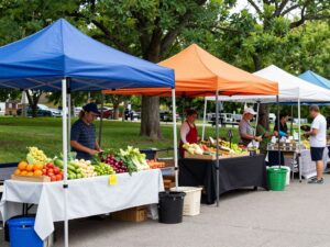 Local vendors at Kingwood Farmers Market showcasing fresh produce