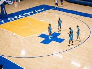 Basketball court showing support for athletes' recovery.