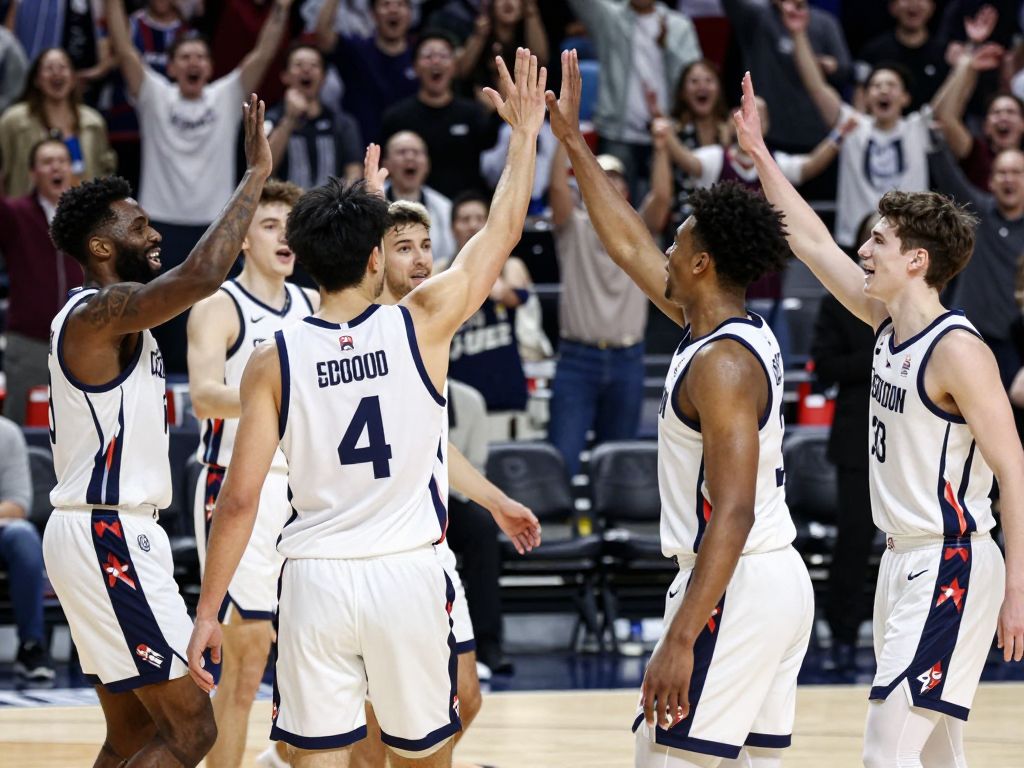 University of Texas basketball team celebrating their win