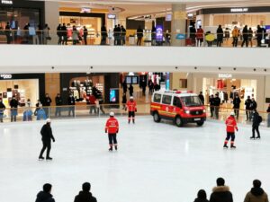 Emergency services at Memorial City Mall responding to an ammonia leak at the ice rink.