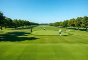 Renovated Memorial Park Golf Course with green fairways