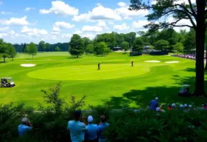View of Memorial Park Golf Course during a golf tournament
