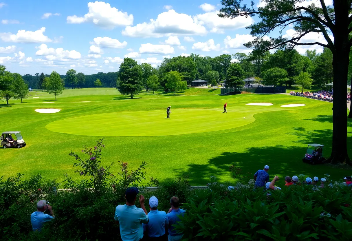 View of Memorial Park Golf Course during a golf tournament
