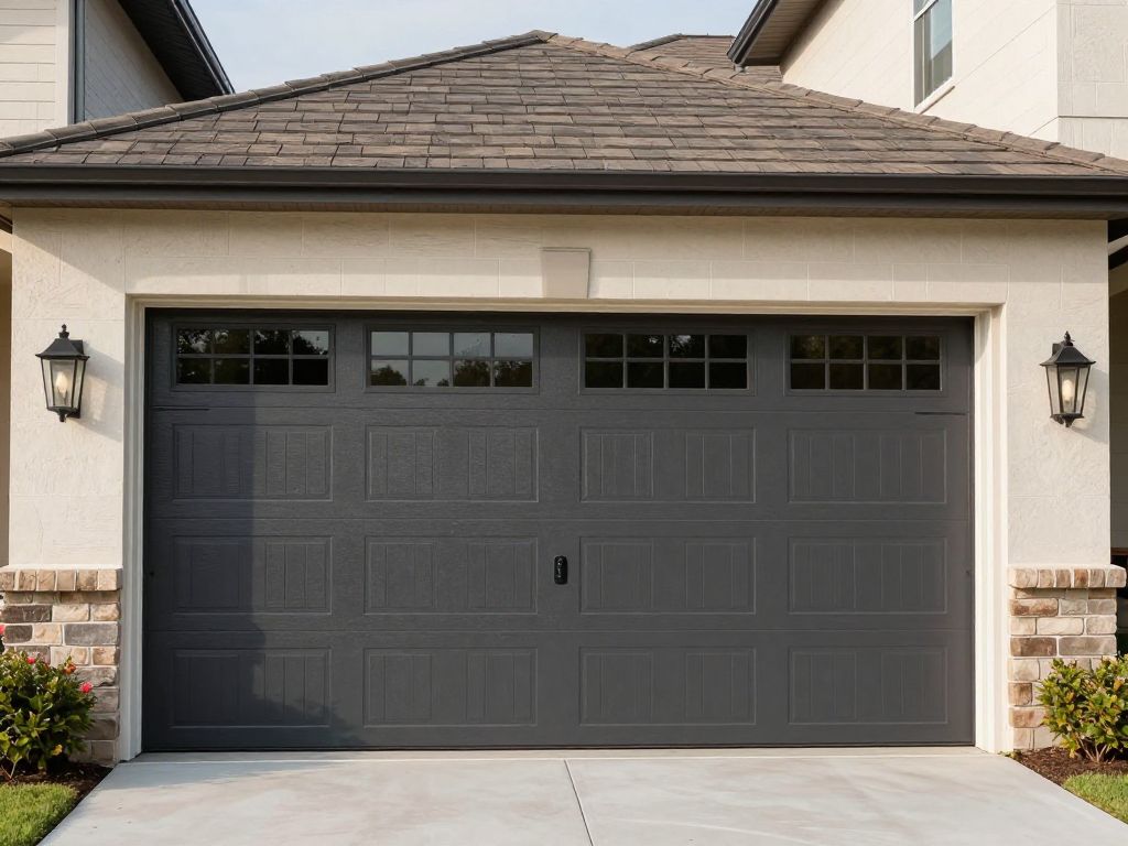A stylish and secure garage door in a Houston neighborhood