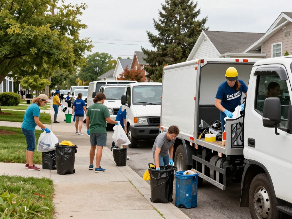 Residents of Montgomery participating in a heavy trash cleanup event in their neighborhood.