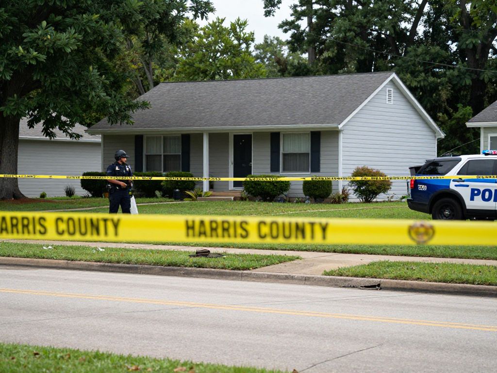 Police investigation scene in North Harris County following a shooting.