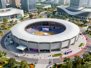 Rendering of a modern public venue layout with enhanced amenities and design.