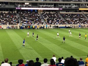 High school soccer teams Princeton Panthers and McKinney Lions during a competitive match.