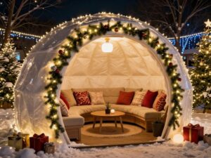 A private igloo set for winter celebrations at Texas Winter Lights in Houston.