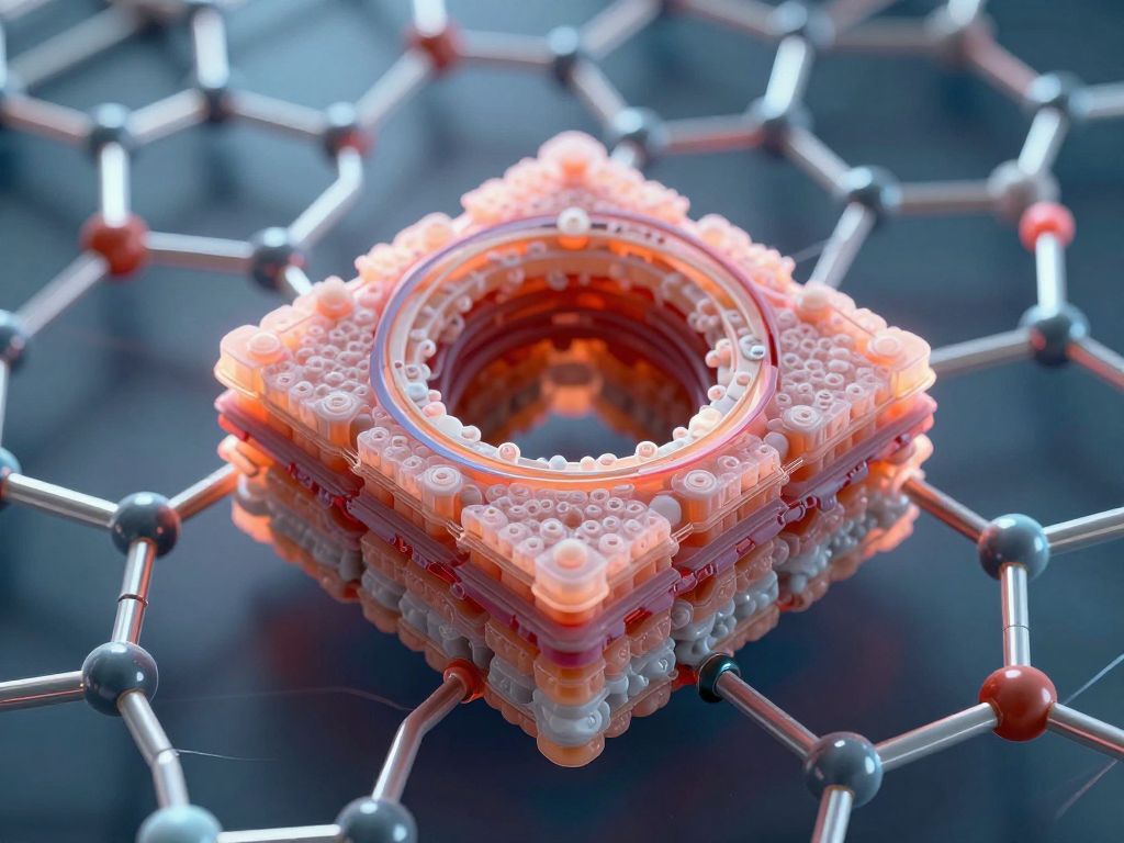 Abstract illustration of twisted bilayer graphene and quantum materials.